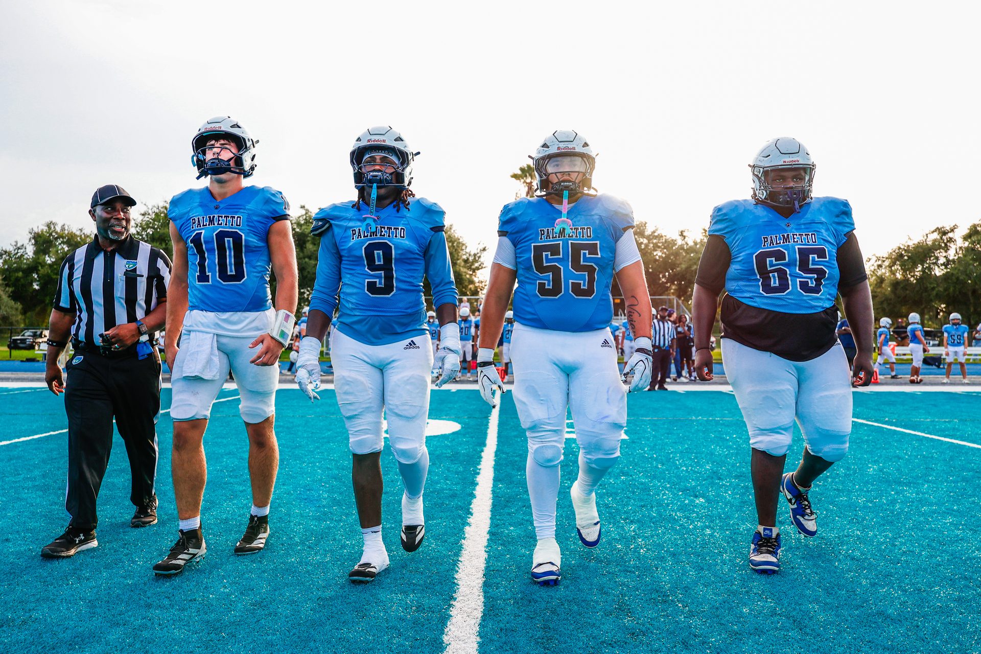 Palmetto players walking onto field